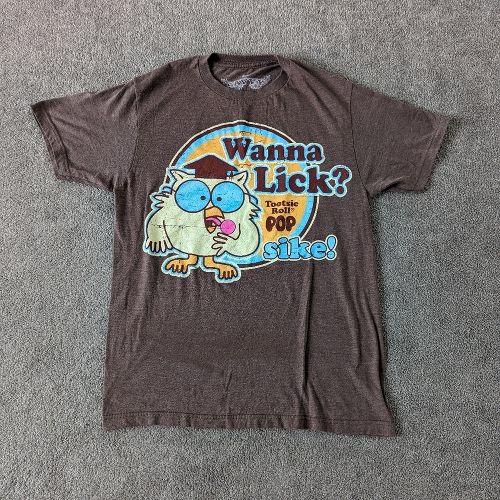SAVVY Tootsie POP ‘Wanna Lick?’ Brown T-Shirt Men's Size Small